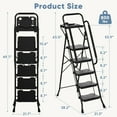 thumbnail image 3 of Sweetcrispy 5-Step 63-Inch Plastic Ladder Stool with Tool Tray, Non-Slip Steps, Handrails for Kitchen Garage Outdoor, Black, 3 of 9