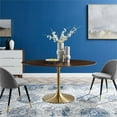 thumbnail image 2 of Pemberly Row 60" Oval Modern Wood/Metal Dining Table in Cherry/Gold, 2 of 5