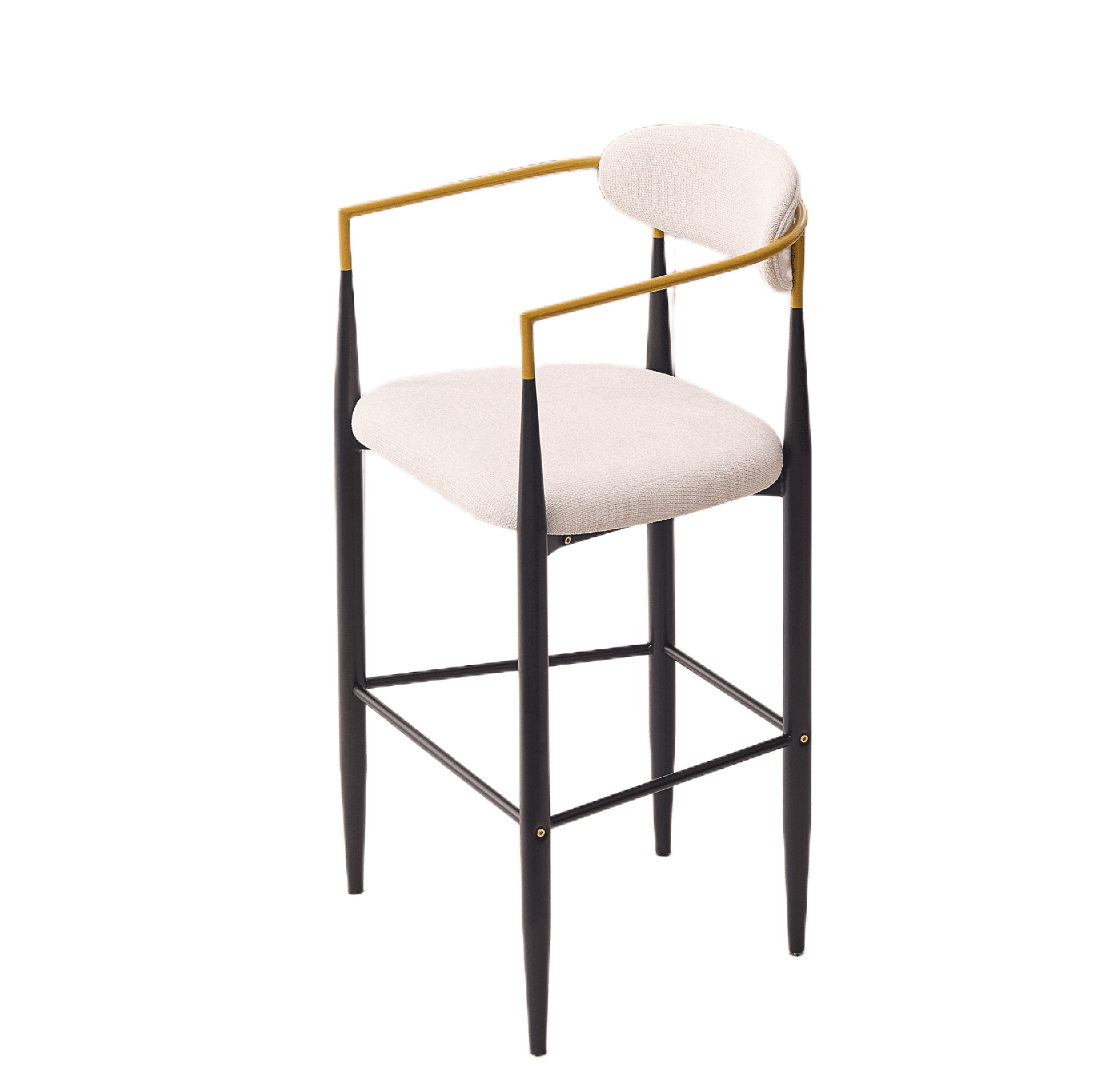 Mintazer 43" Counter Height Bar Stools Set of 2, Modern Upholstered Bar Chairs with Black Metal Frame & Gold Accents for Kitchen Island Pub Dining Counter, Beige