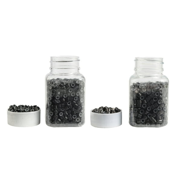 1000PCS Hair Extension Beads Micro Link Silicone Beads for I Tip Human Hair Extensions 5x3x3 mm-Black Dark Brown