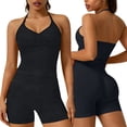 thumbnail image 2 of Soyumi Workout Sets for Women 2 Piece seamless Halter Sports Bra Scrunch Butt Impact Shorts Gym Yoga Outfits Booty Lifting ShortsBlack, 2 of 5