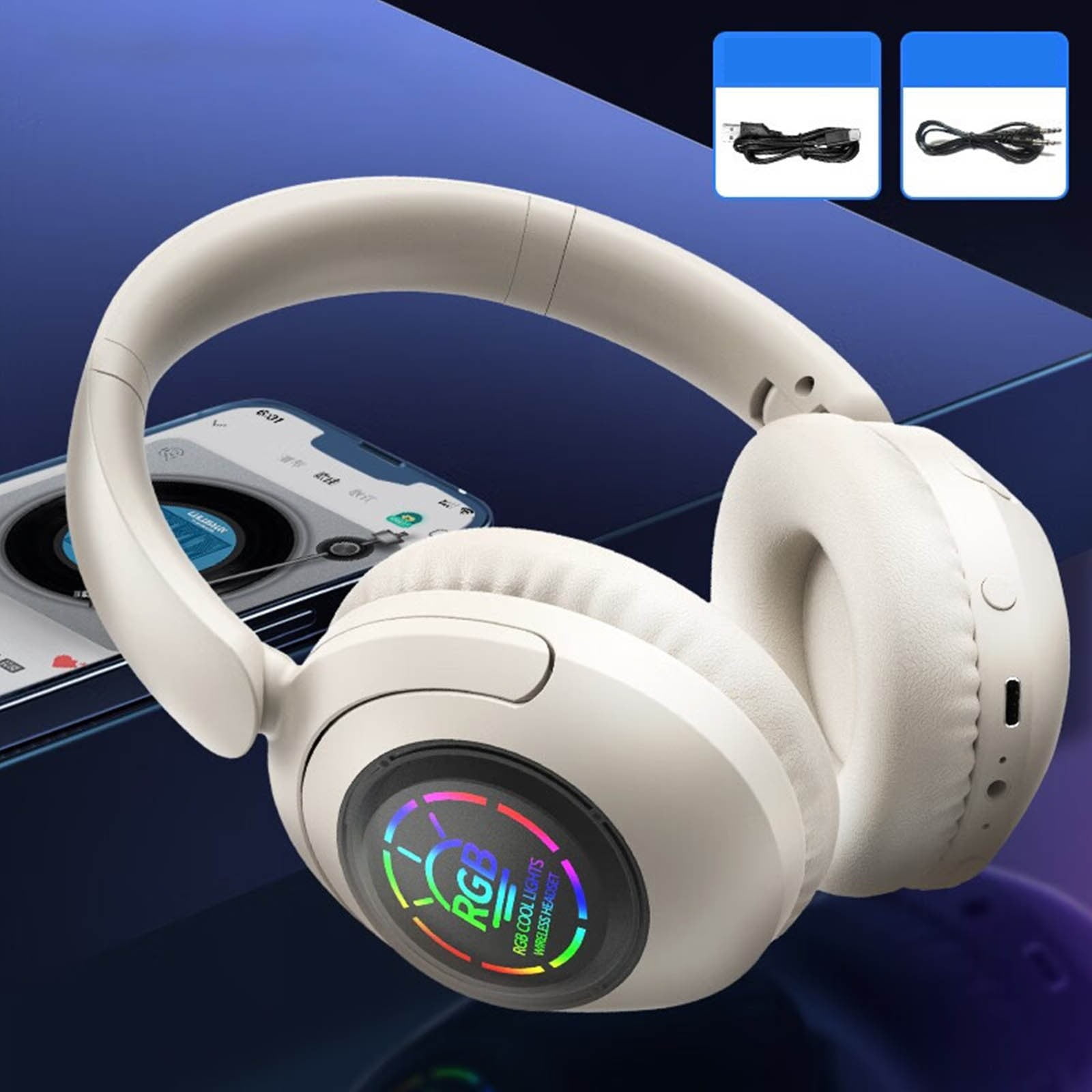 Wireless Headset with Mic, Bluetooth Headset with AI Noise Cancelling Microphone & Charging Base, 2.4GHz Wireless Headphones with USB Dongle for PC/Computer/Laptop/Remote Work/Call Center/Zoom,White