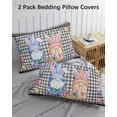 thumbnail image 2 of Bunny Gnomes Easter Pillow Cases Standard Size Set of 2 - Microfiber Bed Throw Pillow Covers, Eggs Black White Checkered Farmhouse Decorative Lumbar Pillow Cover with Envelope Closure 20"x26", 2 of 6