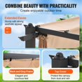 thumbnail image 4 of 10'x13' Outdoor Retractable Pergola with Sun Shade Canopy Aluminum Beige, 4 of 7