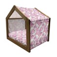 thumbnail image 2 of Nature Pet House, Spring Themed Mosaic Texture Peony Flowers Floral Soft Colors Art, Outdoor & Indoor Portable Dog Kennel with Pillow and Cover, 5 Sizes, Pink Purple White, by Ambesonne, 2 of 5