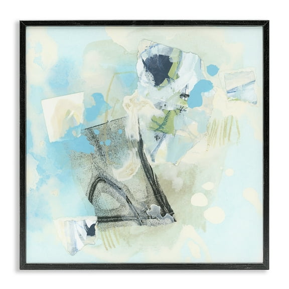 Stupell Industries Blue & Grey Abstract Abstract Painting Black Framed Art Print Wall Art, 12 x 12