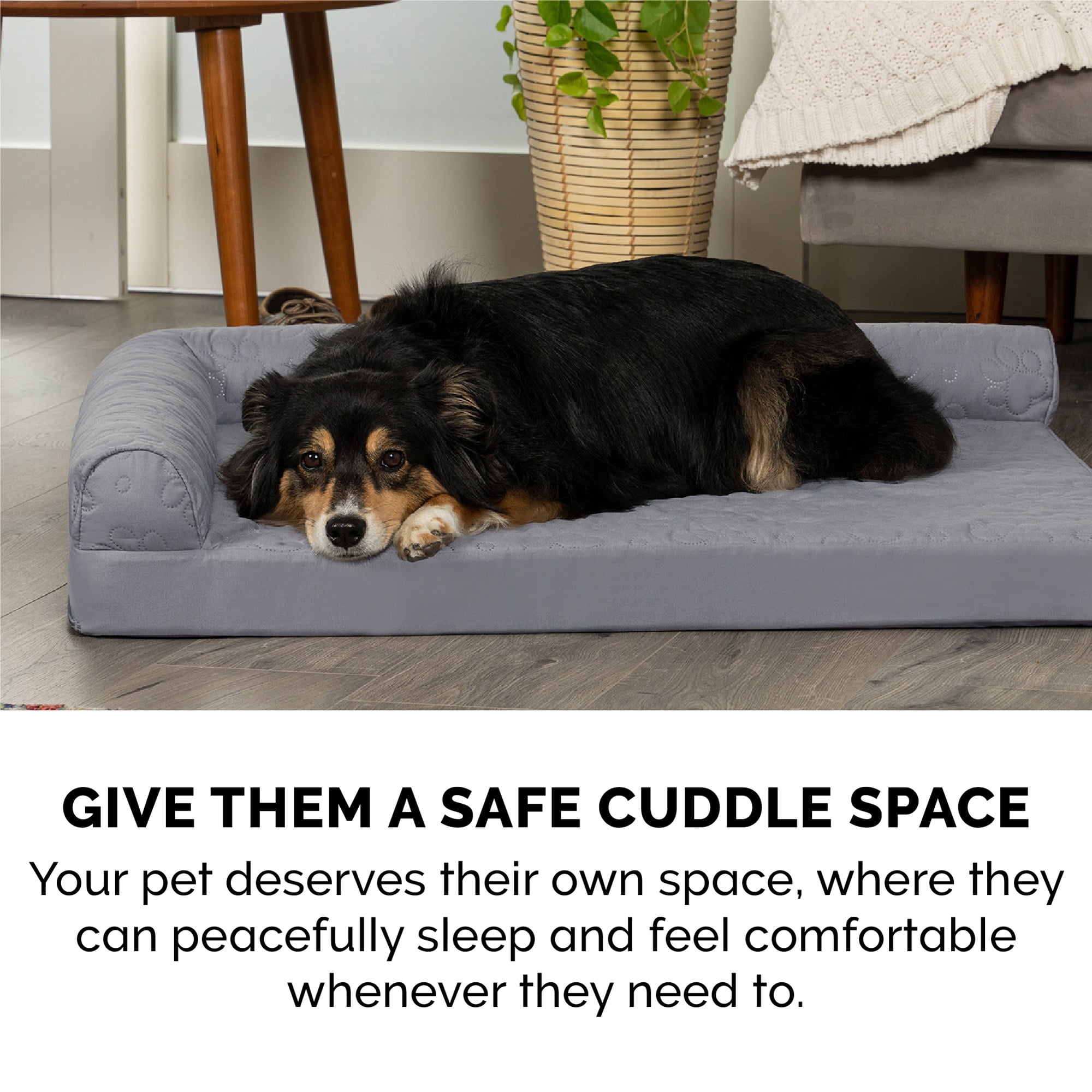 FurHaven Paw-Quilted Cooling Gel-Top Deluxe L-Chaise Pet Bed, Titanium, Large, 1 Count