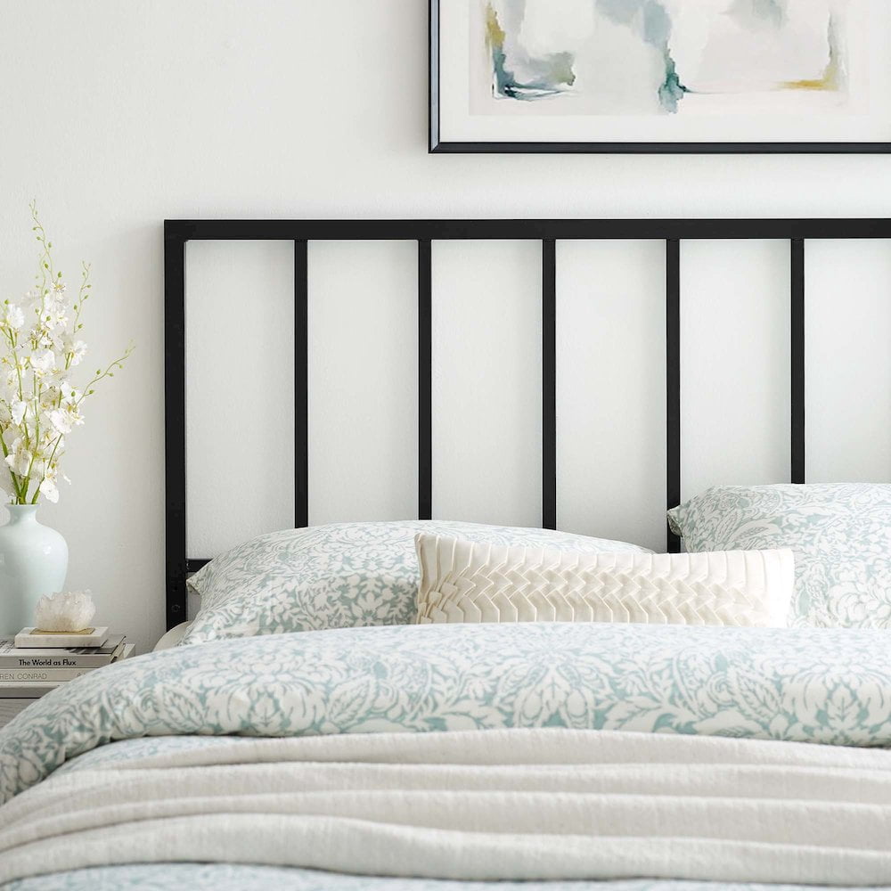 Modway Tatum Queen Modern Style Powder Coated Iron Headboard in Black