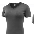 thumbnail image 3 of UQJfacai Womens Quick Dry Workout Top Strech Slim Fit Short Sleeve V Neck Shirts Summer Casual Running Gym Athletic Yoga T-Shirt XXL, 3 of 4