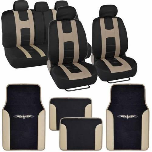 BDK Roam Sport Car Seat Covers with 4 Pieces Floor Mats, Split Bench