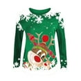thumbnail image 4 of Hauts d'Été pour Femmes 2023 Hauts Décontractés Imprimés de Noël Manches Trois-Quarts Col Rond Blouses pour Femmes en Liquidation, 4 of 4