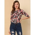 thumbnail image 4 of Disfraz de Día de San Patricio para mujer Allegra K Camiseta ajustada Negro-Floral M, 4 of 6