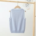 thumbnail image 3 of Sholeno Kids Boys Girls Solid Sweater Vest V Neck Knitted School Uniform Students Casual Waistcoat Light Blue 110, 3 of 4