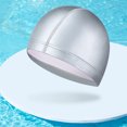 thumbnail image 1 of Paquete de 4 gorros de baño de tela de Color puro para hombre y mujer, gorro de baño, gorro de baño impermeable y transpirable agrandado, 1 of 5