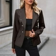 thumbnail image 5 of QASIEATN Fall Coats for Graceful Ladies Fashion, Double Breasted Buttons Leather Long Sleeve Coat Style Leather Jacket Women, Womens Winter Tops, 5 of 7