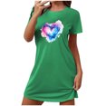 thumbnail image 2 of Aobny Heart Sleep Shirts for Women Valentine's Short Loungewear Short Sleeve Green Matching Couples Pajamas,M, 2 of 7