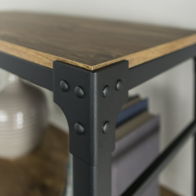 Urban Industrial Angle Iron 4-Shelf Bookcase, Barnwood