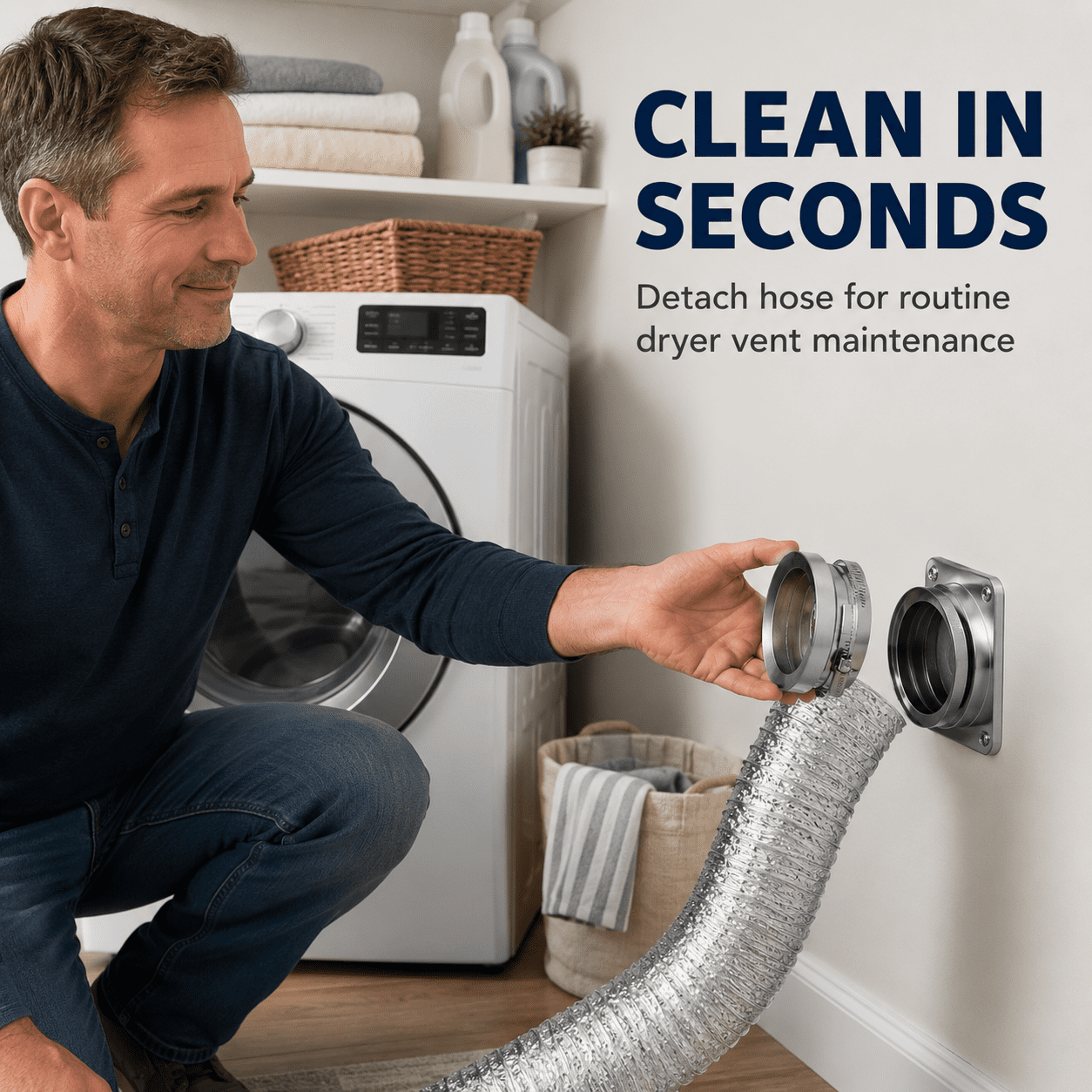 Airtight Seal Magnetic Dryer Vent Connector Kit, for Easy Lint Cleaning, Quick Connect Dryer Vent Tube