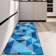 thumbnail image 4 of Blue Geometric Pattern Kitchen Rug Mat,Kitchen Runner Rugs Non Skid Washable,Decorative Kitchen Floor Mats for Kitchen,Sink,Laundry,17"X47", 4 of 5