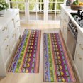 thumbnail image 4 of Kitchen Rugs Sets Of 2,Purple Boho Tribal Birds and Meanders Pattern Anti Fatigue Kitchen Mat Rugs Non Slip Washable,Decorative Kitchen Floor Mats for Kitchen,Sink,Laundry,17"X47", 4 of 5