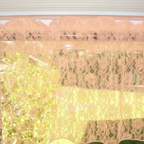 Floral Lace Window Valance 58 Inch Wide Peach