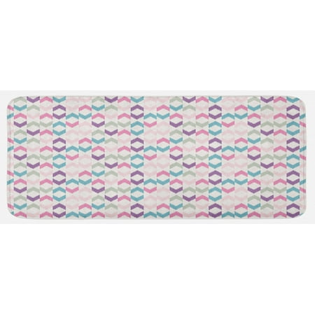 

Geometric Kitchen Mat Chevron Ikat in Pastel Soft Toned Zigzags Crossed Triangles Design Plush Decorative Kitchen Mat with Non Slip Backing 47 X 19 Multicolor by Ambesonne