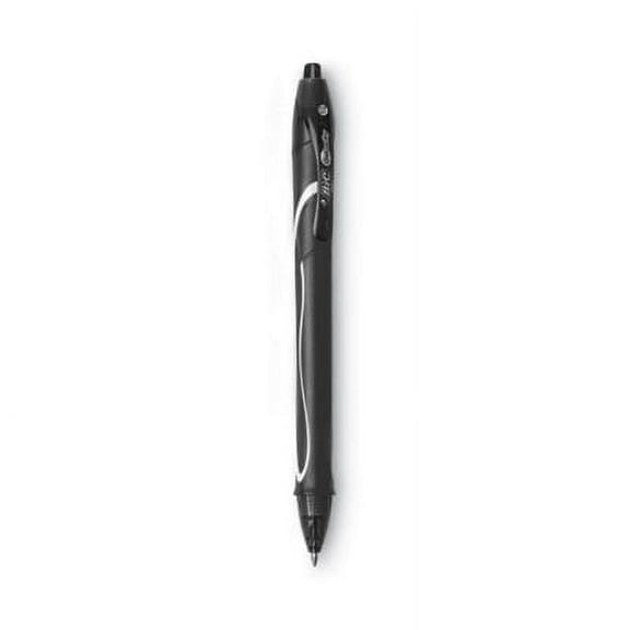 1PC BIC Gel-ocity Quick Dry Gel Pen, Retractable, Medium 0.7 mm, Black Ink, Black Barrel, Dozen
