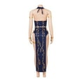 thumbnail image 5 of Queen Marika Sexy Halter Deep V Neck Dress Sleeveless High Slit Long Dress, 5 of 7