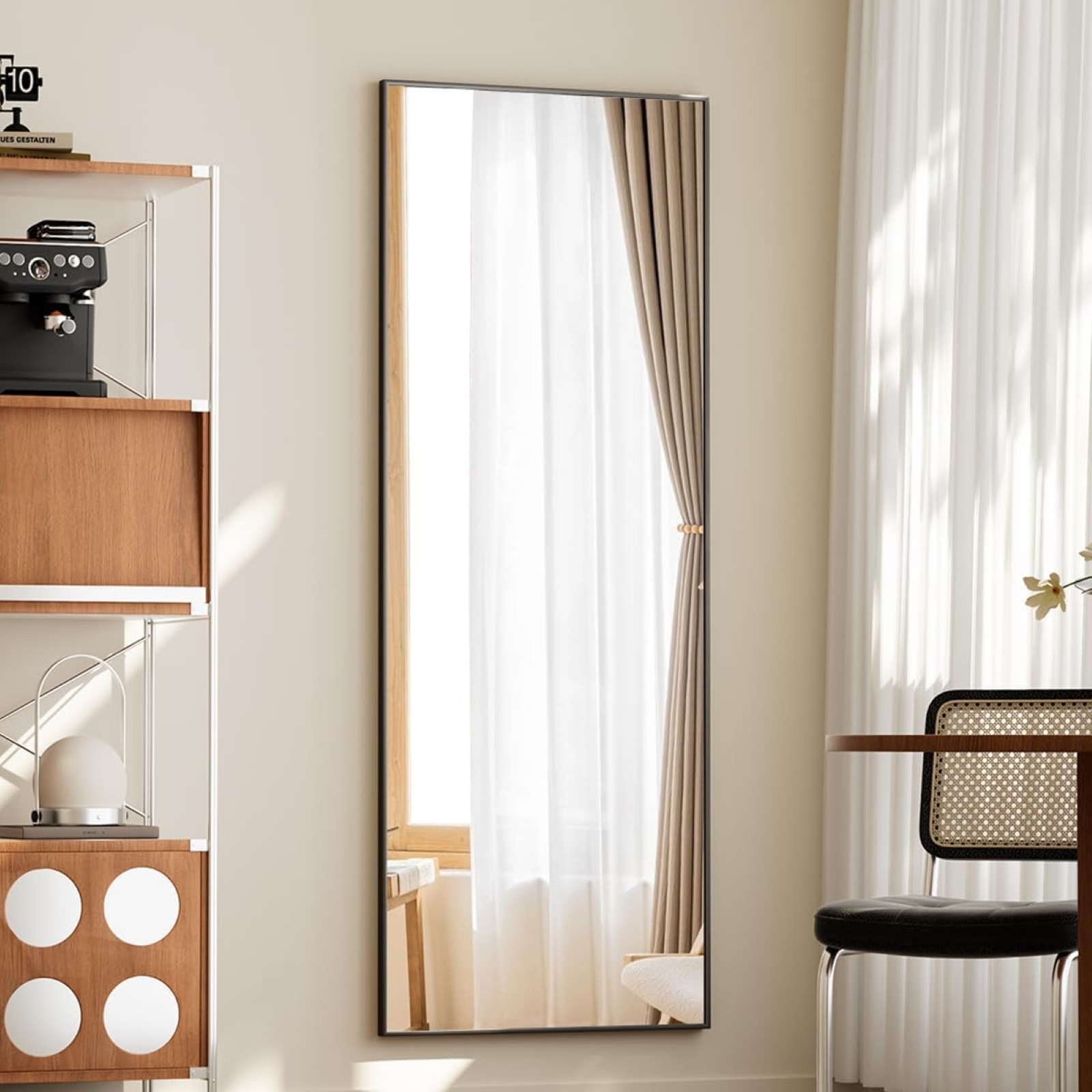 Lumora 56"x21.1" Full Length Floor Mirror Rectangular Freestanding Leaning Wall-Mounted Mirror, Black