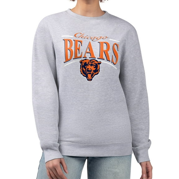 Women's Starter Gray Chicago Bears Arch Stripe Fleece Pullover Sweatshirt