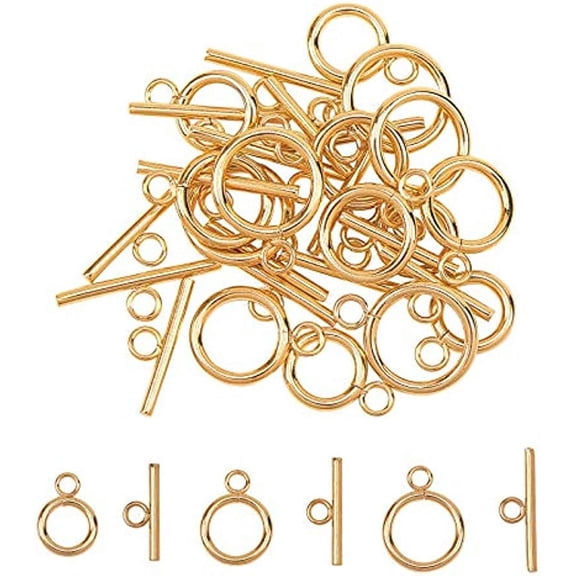 Stainless Steel Toggle Clasps 18 Sets Bar and Ring Clasps Golden Bracelet End Clasps Connectors