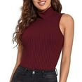 thumbnail image 2 of Women Rib Vest Mock Turtleneck Tank Top Sleeveless Camis Blouses Slim Fit Camisole Tight Layer Tee, 2 of 6