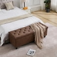 thumbnail image 3 of Tbfit Long Ottoman with Storage, 50.8" Faux Leather End of Bed Bench with Safety Hinge&Rivets, Entryway Benches Large Storage Ottoman Bench for Bedroom, Living Room, Holds up to 660 lb(Brown), 3 of 18