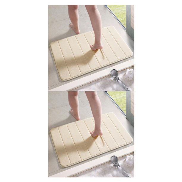 Monstrate Alfombra de piso Espumas multicolores Antideslizante Multi-región Ampliamente aplicable Alfombra de baño Almohadilla de ducha camello 2piezas