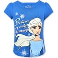 thumbnail image 3 of Disney Girl's 4 Pack Frozen Short Sleeve Tee Shirt Set, Blue/Grey/Purple, 6X, 3 of 7