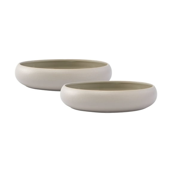 Bico Reactive Glaze Light Grey Pasta Bowls Set, Set of 2, Microwave and Dishwasher Safe, for Spaghetti, Pasta, Soup