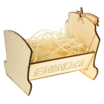 Masteelf Baby Jesus Manger Ornament Wooden Nativity Scene Decoration Light Yellow Mini Manger Bed