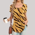 thumbnail image 1 of ICHUANYI Clearance Women Fashion Printed Casual V-Neck Short Sleeve Loose T-Shirt Blouse Tops(Yellow, XL) ICHUANYI WER2023081116850, 1 of 5