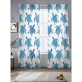 thumbnail image 2 of Marine Life Sheer Curtains 108 Inch Long 2 Panels, Blue Navy Sea Turtle Gradient Ocean Animal Light Filtering Rod Pocket Curtains, Sheer Voile Drapes for Living Room Bedroom, 52"x108", 2 of 8