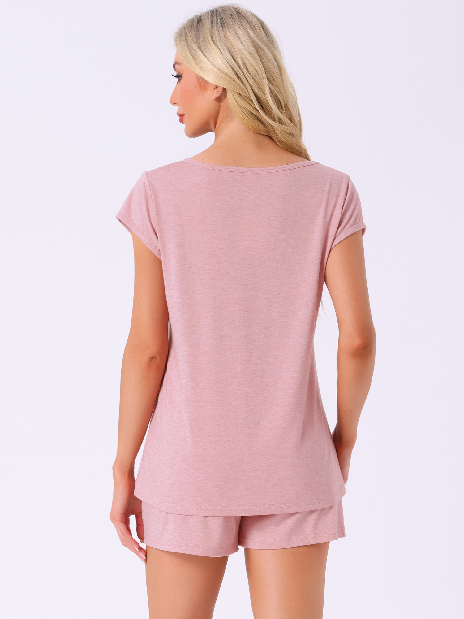 DARING DIVA 2 Pieces Lounge Knit Tee and Shorts Pajama Set XL Pink