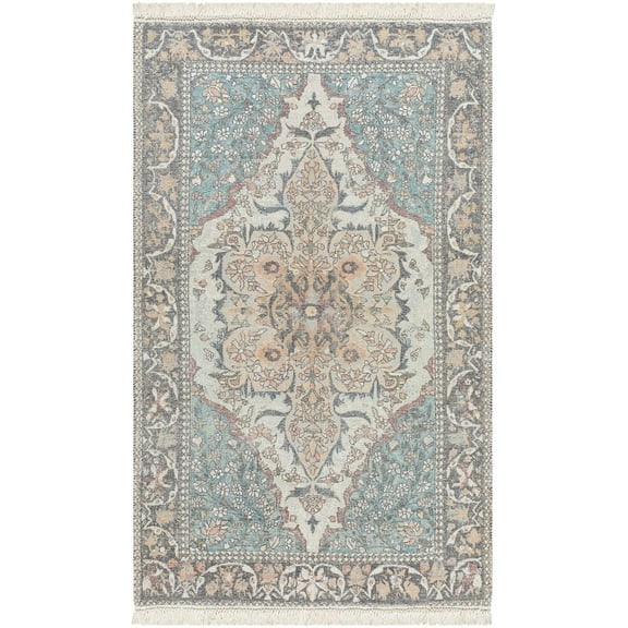 BoutiqueRugs Bohdan Traditional Area Rug - Teal, Ivory, Charcoal - 2' x 3'