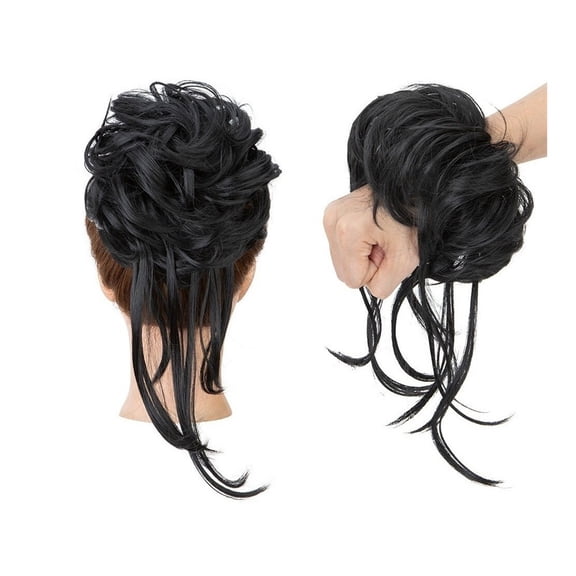 Messy Bun Hair Piece Synthetic Long Tousled Updo Hair Bun Extensions Elastic Wavy Hair Wrap Ponytail Hairpieces