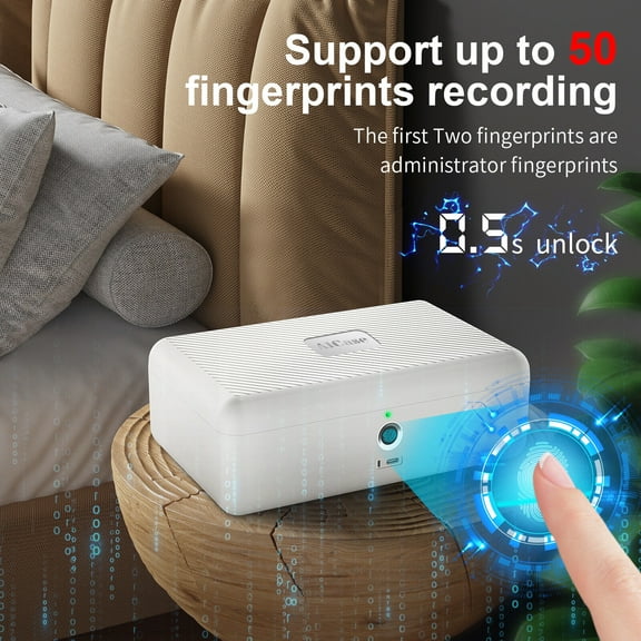 Portable Biometric Fingerprint Storage Box Cash Jewelry Watch Security Lock Safe