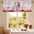 thumbnail image 3 of Valentine's Day Valance Curtain for Windows Red and Grey Gnome Roses Love Heart Wood Rod Pocket Curtain Valances Short Window Treatments Panels for Kitchen Bathroom Laundry Room Basement 56 x 16 Inch, 3 of 9