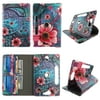 "Pink Flower Paisley tablet case 7 inch for Zeki 7"" 7inch android tablet cases 360 rotating slim folio stand protector pu leather cover travel e-reader cash slots"