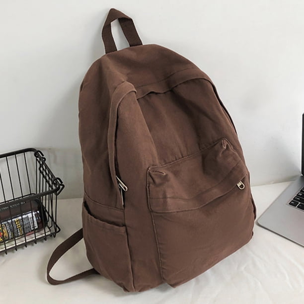 Mochila Casual Mochila de Viaje Lona Vintage para Laptop Libro Marrón