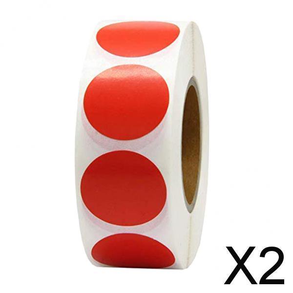 2x500 Uds/rollo De Mini Pegatinas Etiquetas Adhesivas De Papel Kraft Scrapbooking Rojo 2 piezas