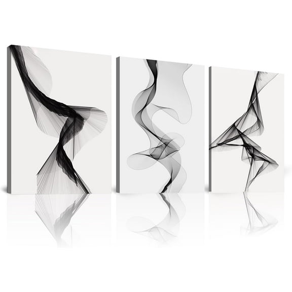 3 Pieces Canvas Wall Art Wall Decor for Bedroom Gray Blue And White Abstract Wall Art for Living Room Painting Pictures Modern Home Decor Print Poster Hanging Artwork (12X16)