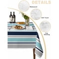 thumbnail image 2 of Grey Blue Striped Table Cloth, Waterproof Tablecloth for Square Tables, Farmhouse Stripes Abstract Art Navy Blue Reusable Washable Fabric Table Cover for Restaurant Kitchen Dining Tables 60"x60", 2 of 9