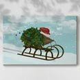 thumbnail image 2 of Christmas Holly Hedgehog Sledding- Gallery Wrapped Canvas, 2 of 9